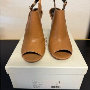 Coach Brown Leather Peep-Toe Heels